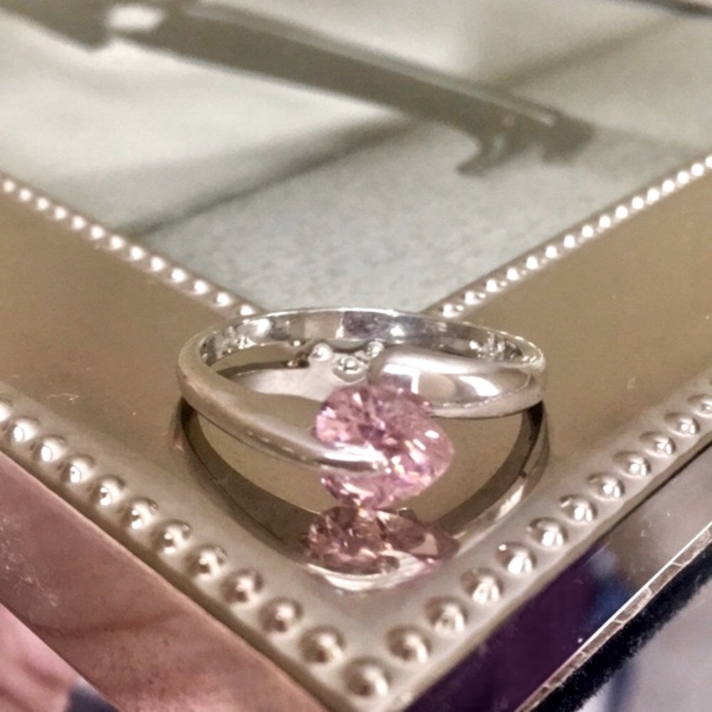 Pink Sapphire heart Ring Size 10 - Picture 6 of 6